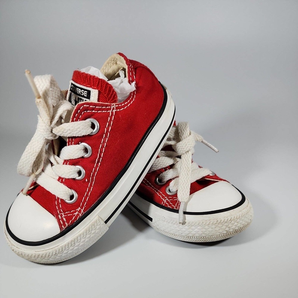 KIDS BABY TODDLER SIZE 5 CONVERSE RED WHITE GYM TENNIS SHOES